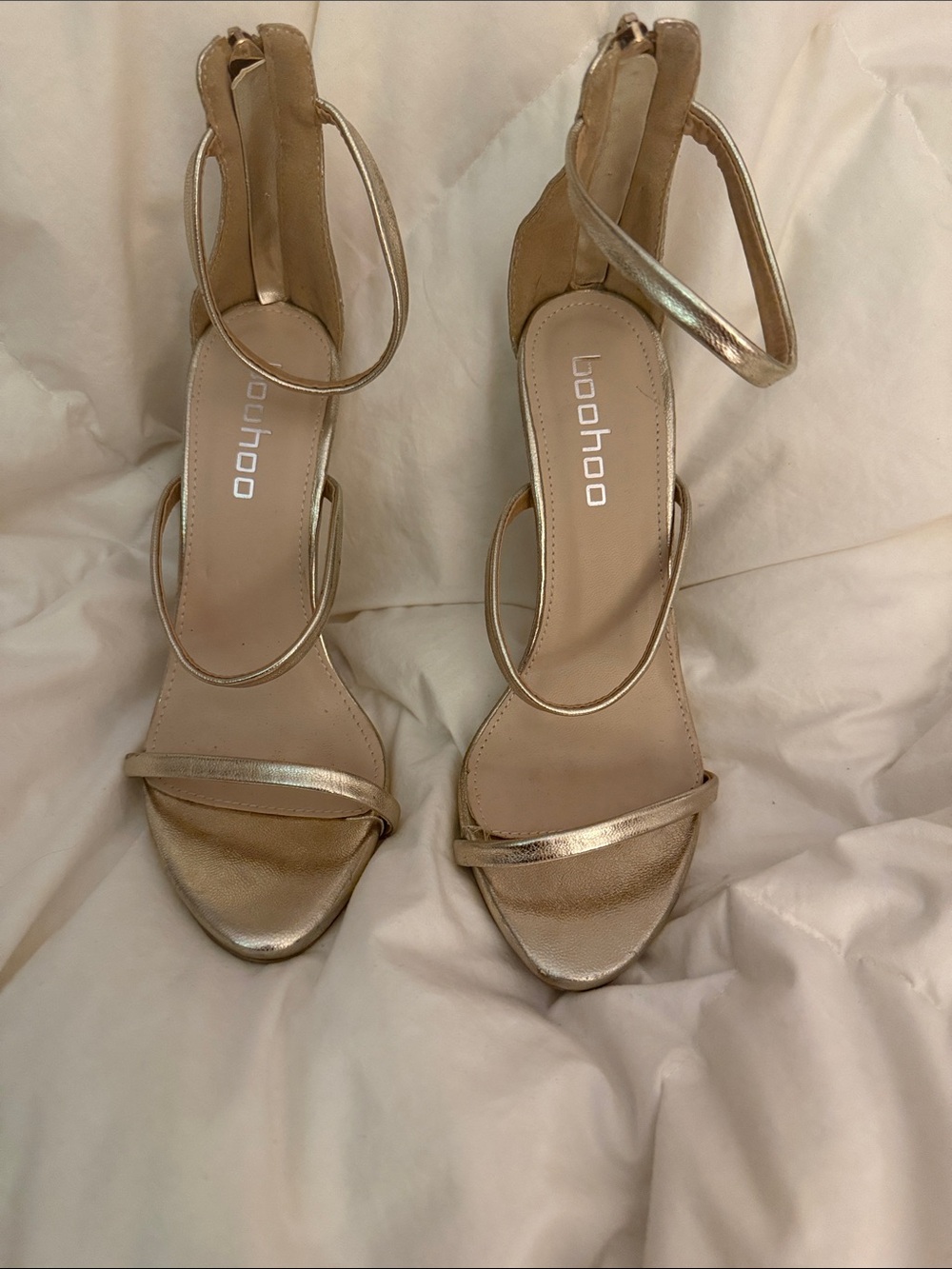 Gold Metallic Strappy High Heel Sandals